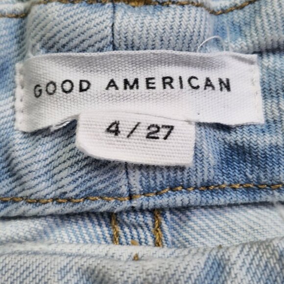 Good American Distressed Light Wash High-Rise Jeans 4/27 Cotton & Elastane - Picture 4 of 10